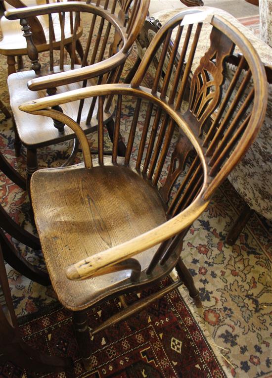 Victorian yew and elm Windsor armchair